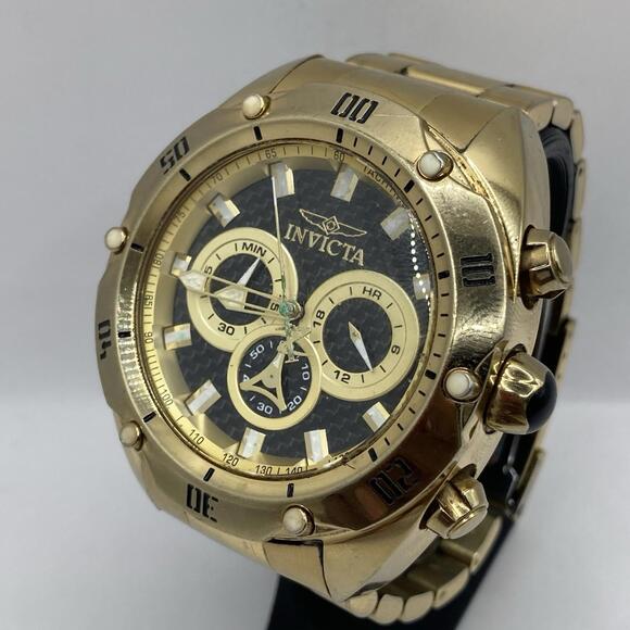 Men’s Invicta Venom 50mm Watch 38134 Chronograph Gold Tone Band Case New Battery